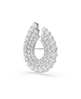 Matrix Rhodium Plated White Brooch