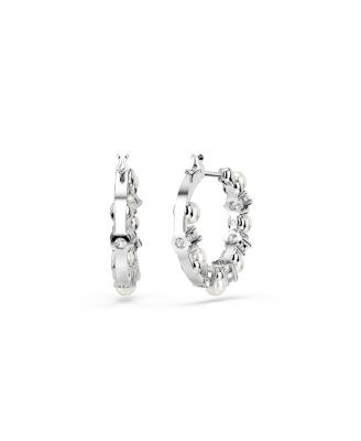 Matrix Rhodium Plated Round Cut Hoop Earrings