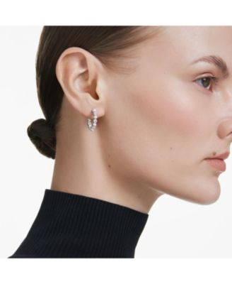Matrix Rhodium Plated Round Cut Hoop Earrings