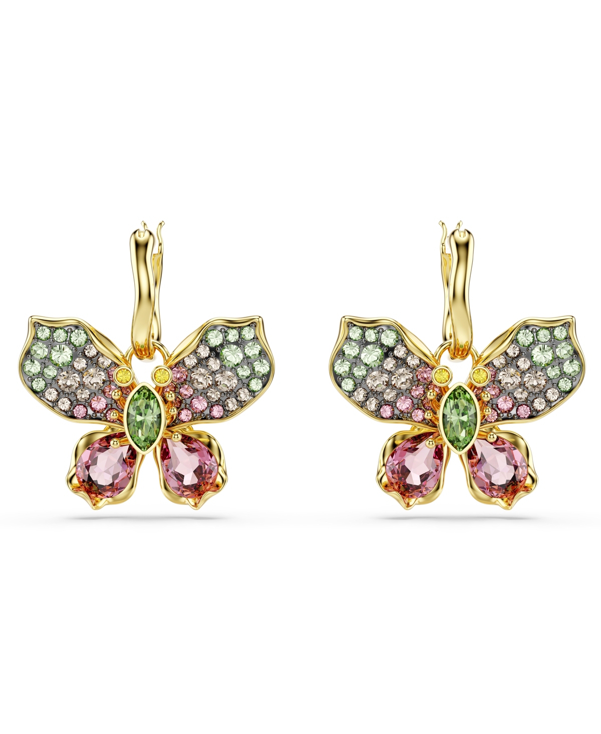 Swarovski Idyllia Mixed Metal Finish Butterfly Drop Earrings In Open Misce