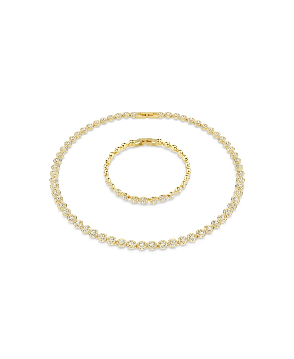Shop Swarovski Una Angelic Gold-tone Plated Round Cut Necklace And Bracelet Set
