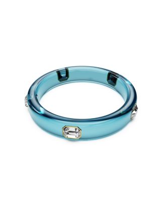 Dulcis Octagon Cut Blue Gold-Tone Plated Bangle Bracelet