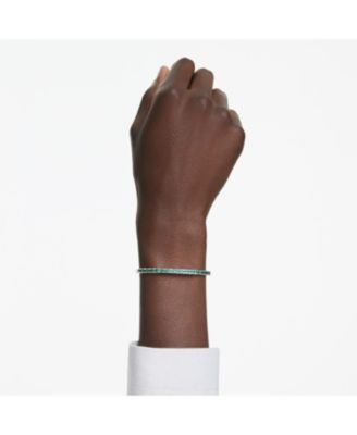 Matrix Baguette Cut Green Rhodium Plated Bangle Bracelet