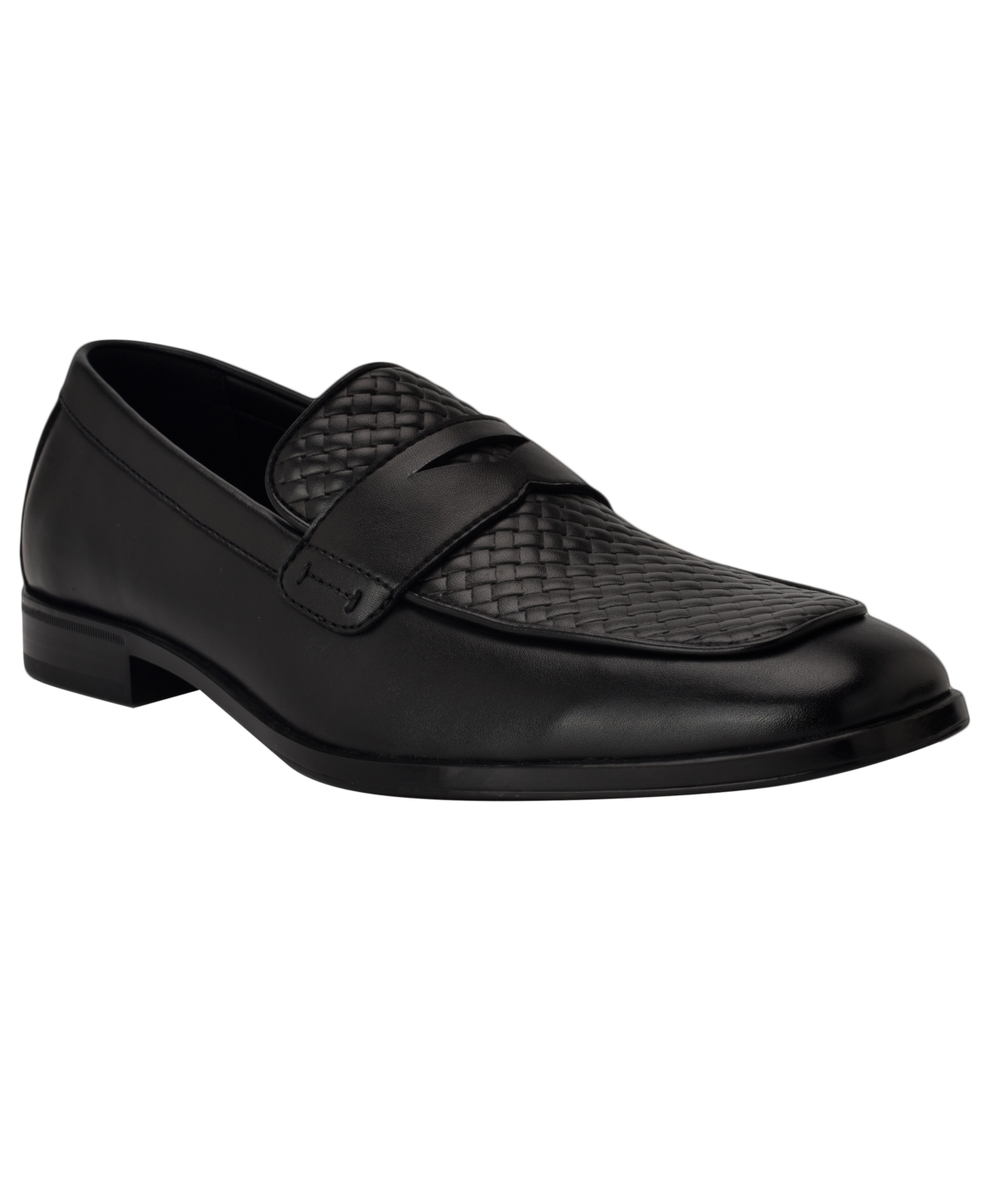 Guess Men's Hacon Woven Texture Square Toe Dress Loafers In Black