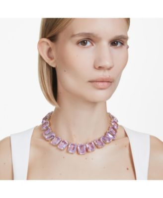 Millenia Octagon Cut Purple Gold-Tone Plated Tennis Necklace
