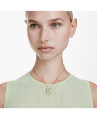 Chroma Octagon Cut Green Gold-Tone Plated Pendant Necklace