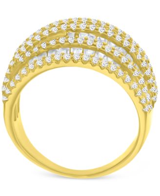 Mixed Cubic Zirconia Multi-Row Ring (4-3/4 ct. t.w.) in 14k Gold over Sterling Silver