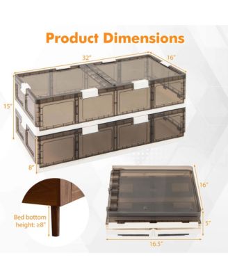 2 Pack 26.5 Gal Under Bed Storage Containers with Wheels Double Opening Lids