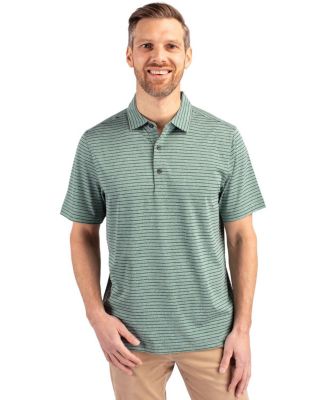 Men's Cutter and Buck Forge Eco Heather Stripe Stretch Recycled Polo