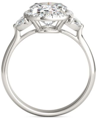 Moissanite Oval Halo Three Stone Ring (3-3/4 ct. t.w.) in 14K White Gold