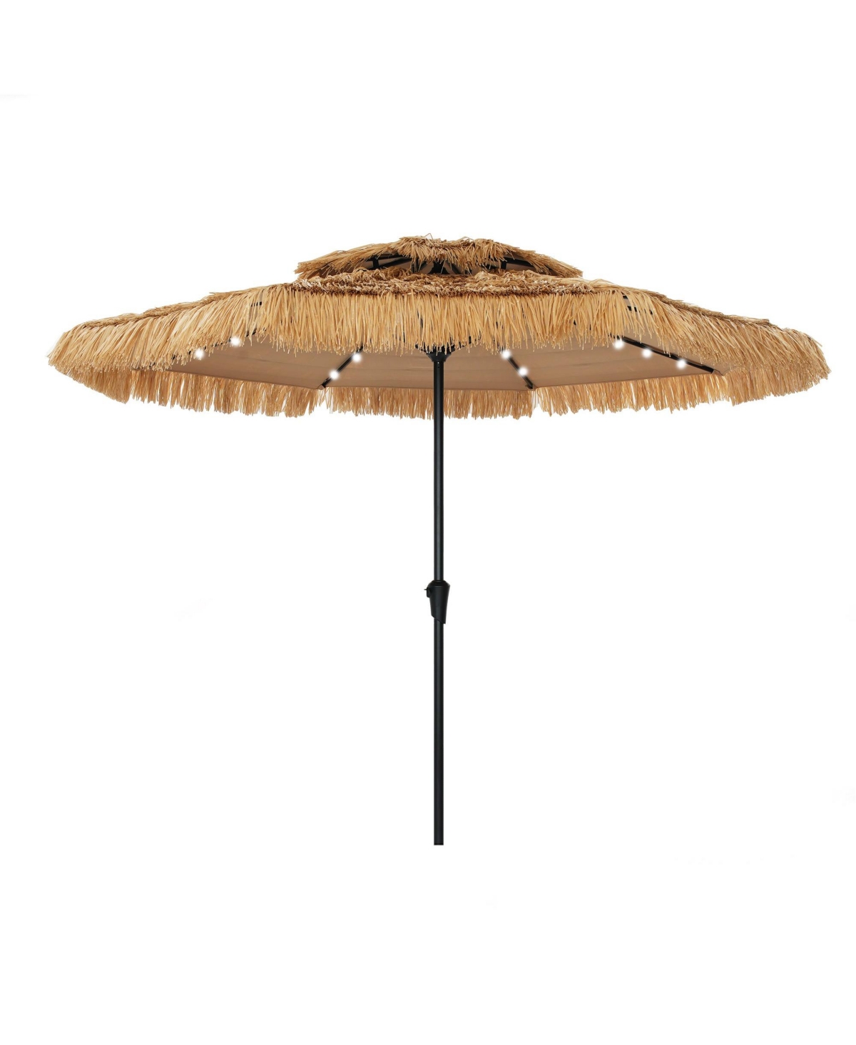 9 Ft. Outdoor Double Top Hawaiian Style Thatch Umbrella - Brown
