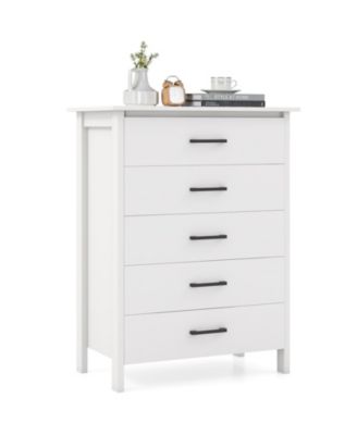 Modern 5-Drawer Chest Dresser for Bedroom or Entryway Storage and Organization