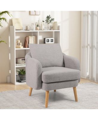Sherpa Accent Chair Modern Living Room Chair with Seat Cushion