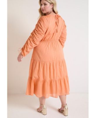 Women's June + Vie Cotton Voile Ruched Midi Dress