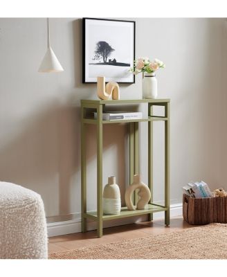 Bisbee Wood Console Table with 2 Open Storage Shelves, Narrow & Minimalist Sofa Table, Entryway Table Perfect for Hallway