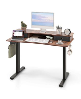 48"x 24" Electric Standing Desk with 2 Drawers Monitor Stand Storage Shelf