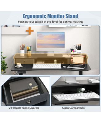 48"x 24" Electric Standing Desk with 2 Drawers Monitor Stand Storage Shelf