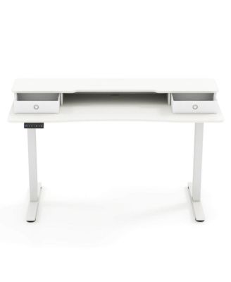 55"x 24" Electric Standing Desk with 2 Drawers Monitor Stand Storage Shelf