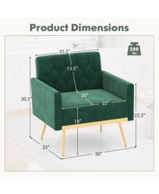 Modern Velvet Accent Chair with Button Tufted Back Metal Legs and Adjustable Foot Pads