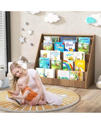 5 Tier Kids Bookshelf with Anti-Tipping Device Kids-friendly Height for Bedroom