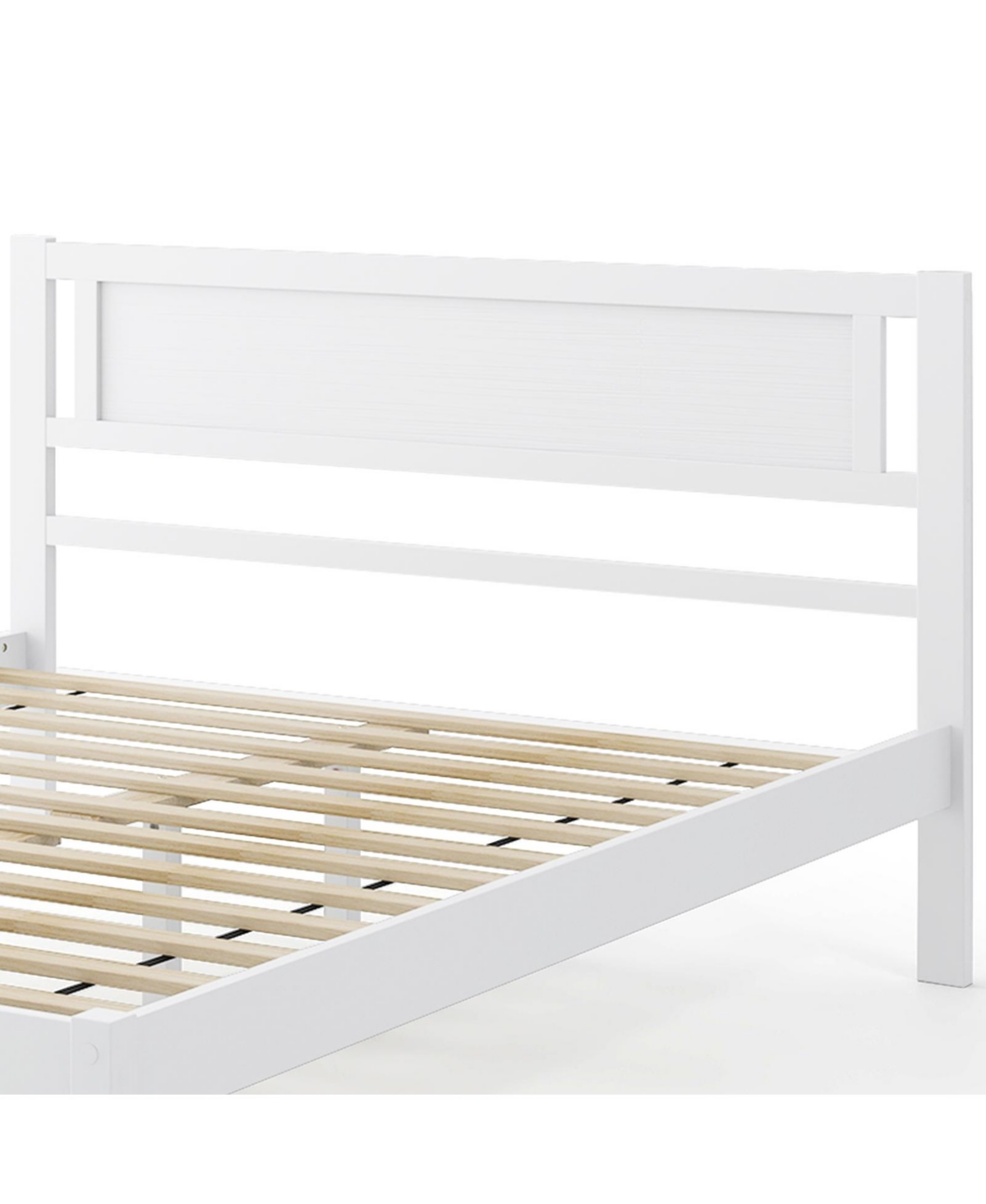 Wood Bed Frame with Headboard and Sturdy Wooden Slat Support for Mattress