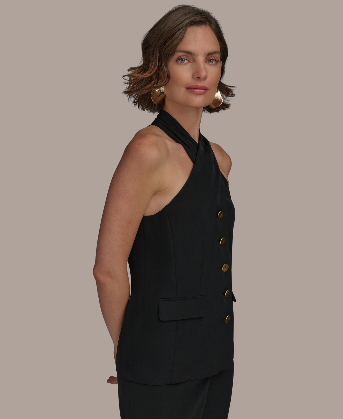 DONNA KARAN WOMEN'S HALTER VEST, REGULAR & PETITE 