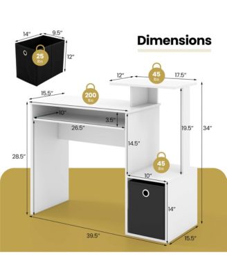 Home Office Computer Desk Space-saving Study Writing Desk with Keyboard Tray
