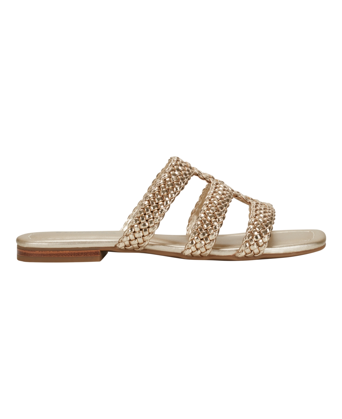 Shop Bandolino Women's Sumer Woven Caged Flat Slide Sandals In Gold