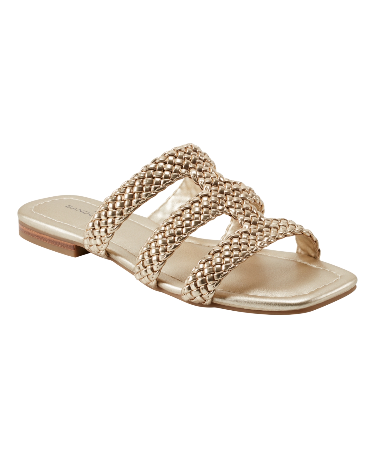 Shop Bandolino Women's Sumer Woven Caged Flat Slide Sandals In Gold