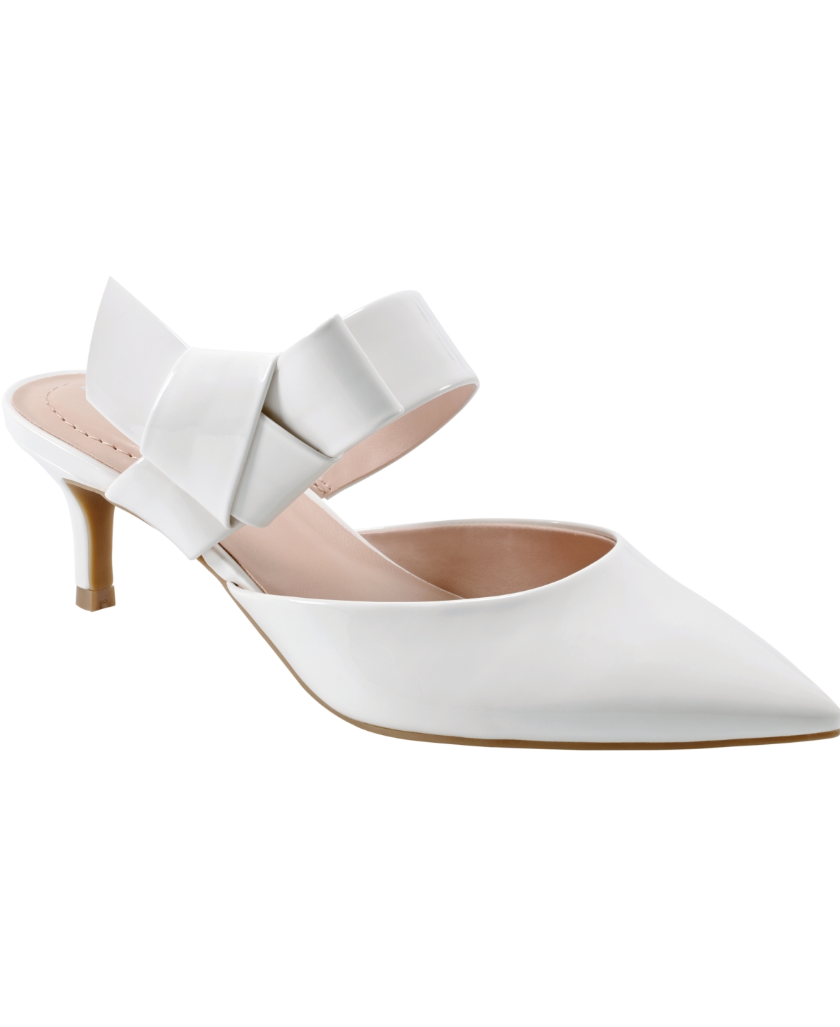 Shop Bandolino Women's Millie Pointed Toe Kitten Heel Mules In Cream Patent
