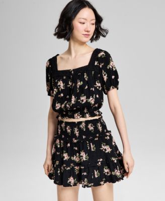 And Now This - Women's Floral Print Button-Front Blouse, Exclusively at Macy's