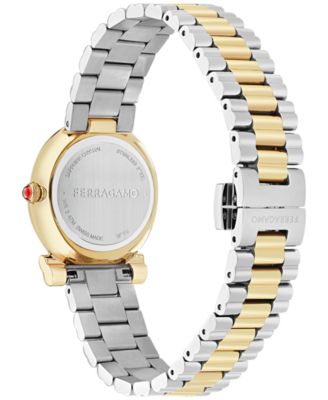 Women's Swiss Gancini Twisted Two-Tone Stainless Steel Bracelet Watch 28mm