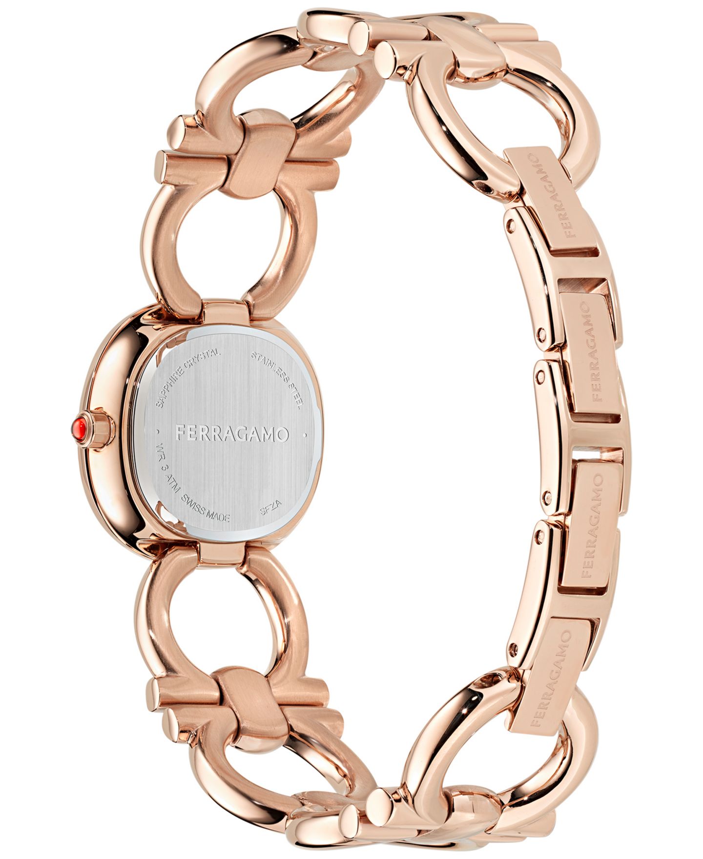 Женские часы Ferragamo Swiss Double Gancini Rose Gold Ion Plated Link Bracelet Watch 25mm — фото 3