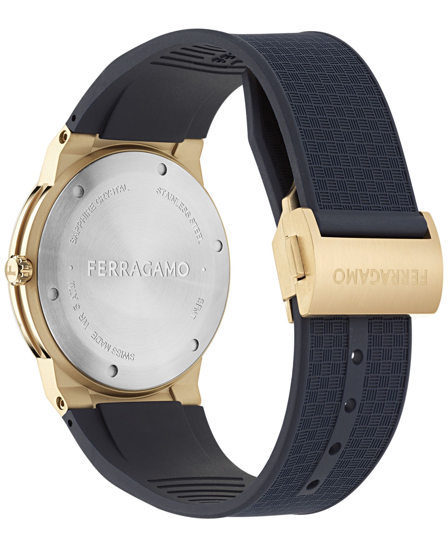 Мужские часы Ferragamo Swiss Blue Polyurethane Strap Watch 41mm — фото 3
