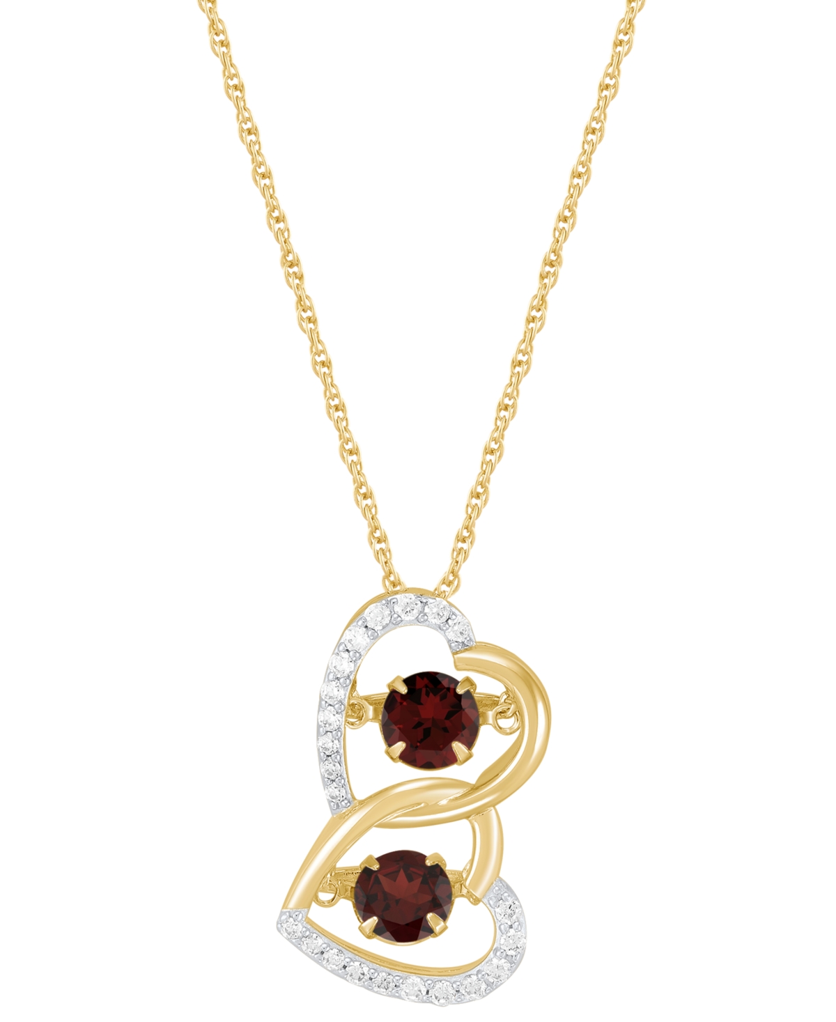 Macy's Amethyst (9/10 Ct. T.w.) Or Garnet (1-1/4 Ct. T.w.) & White Topaz (1/4 Ct. T.w.) Double Heart Pendan In Garnet