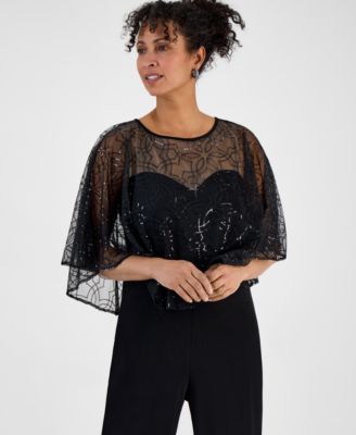 Women's Sequin Mesh Wide-Leg Jumpsuit