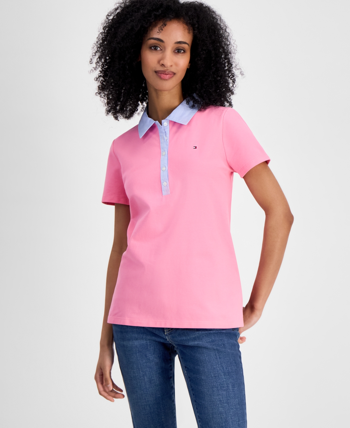 Women's Mixed Media Cornell Polo Shirt - Peony