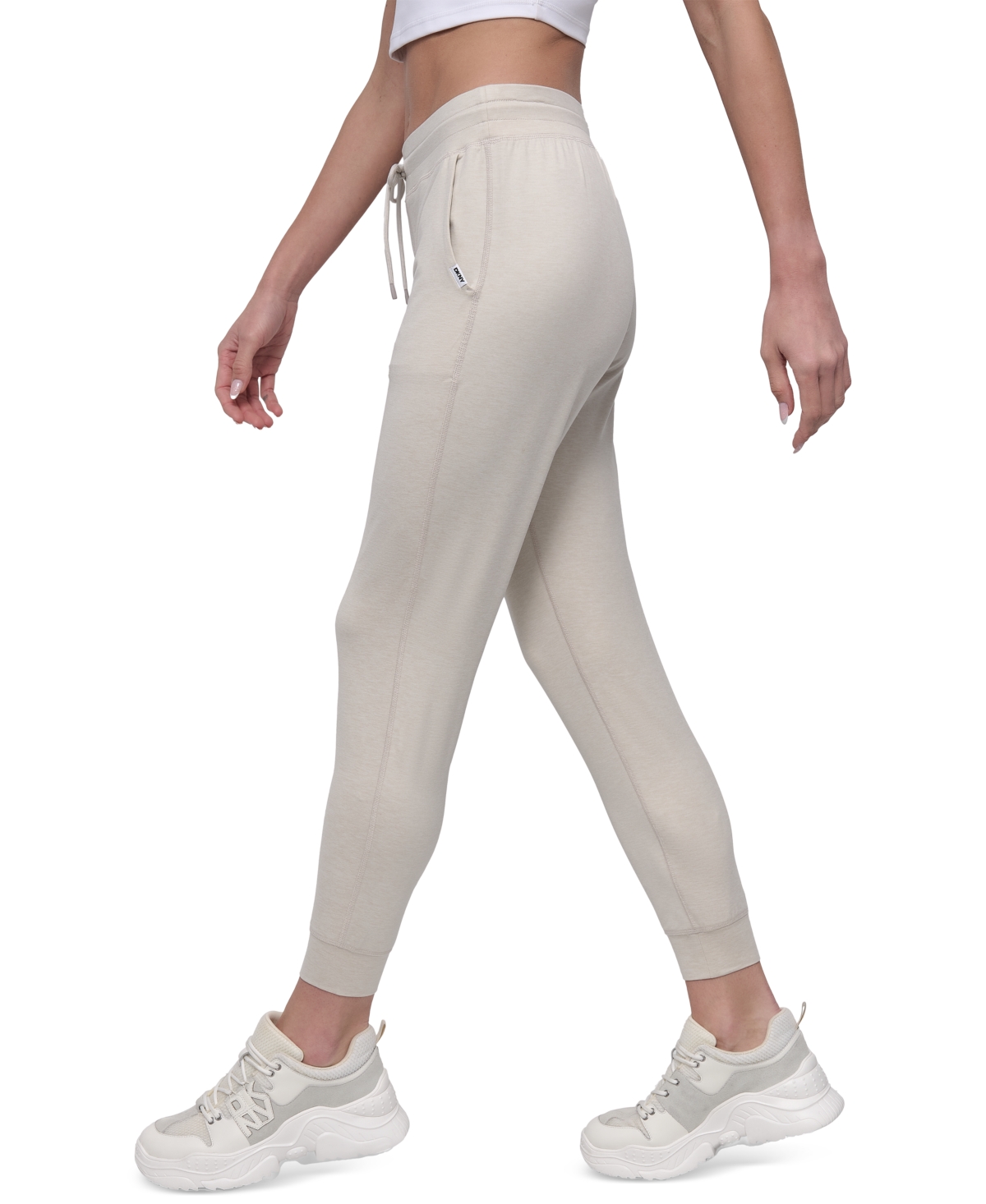 Dkny Sport Women's Spacedye High-waist Slim Joggers In Pebble Spacedye