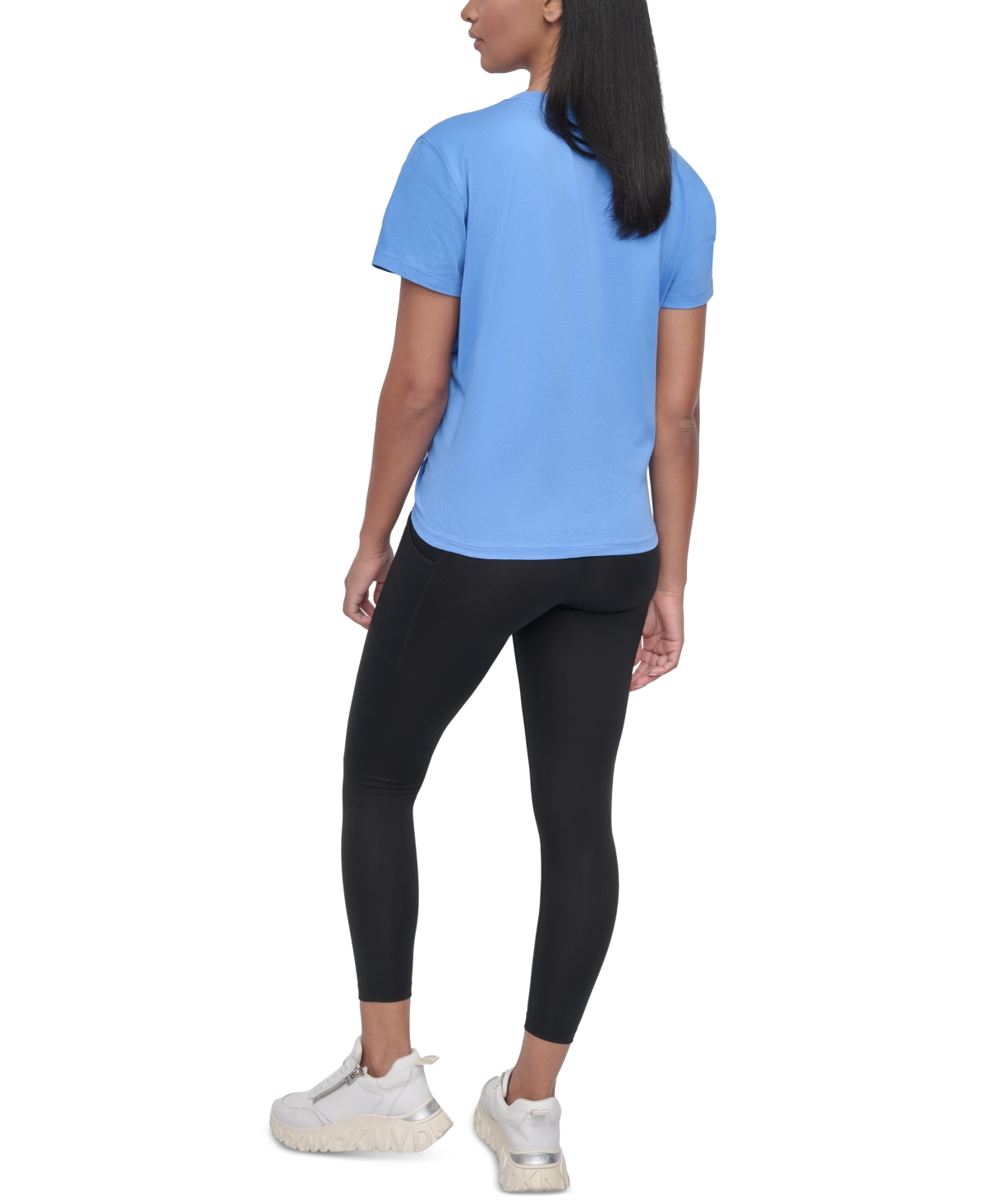 Dkny Women's Studded-logo T-shirt In Blue