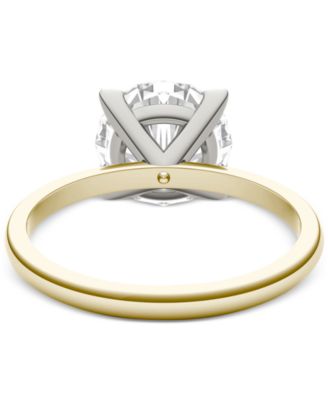 Moissanite Classic Basket Solitaire Engagement Ring (3 ct. t.w.) in Two-Tone 14k Gold