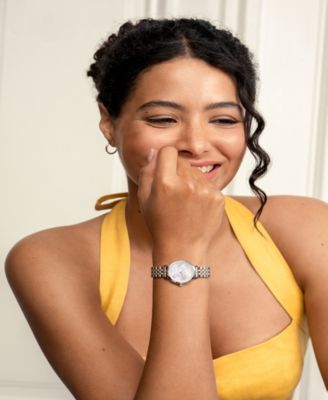 Women's Honeycomb Ultra Slim Two-Tone Bracelet Watch, 28mm