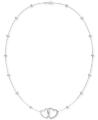 Moissanite Linked Hearts Pendant Necklace (3/8 ct. t.w.) in Sterling Silver, 18"