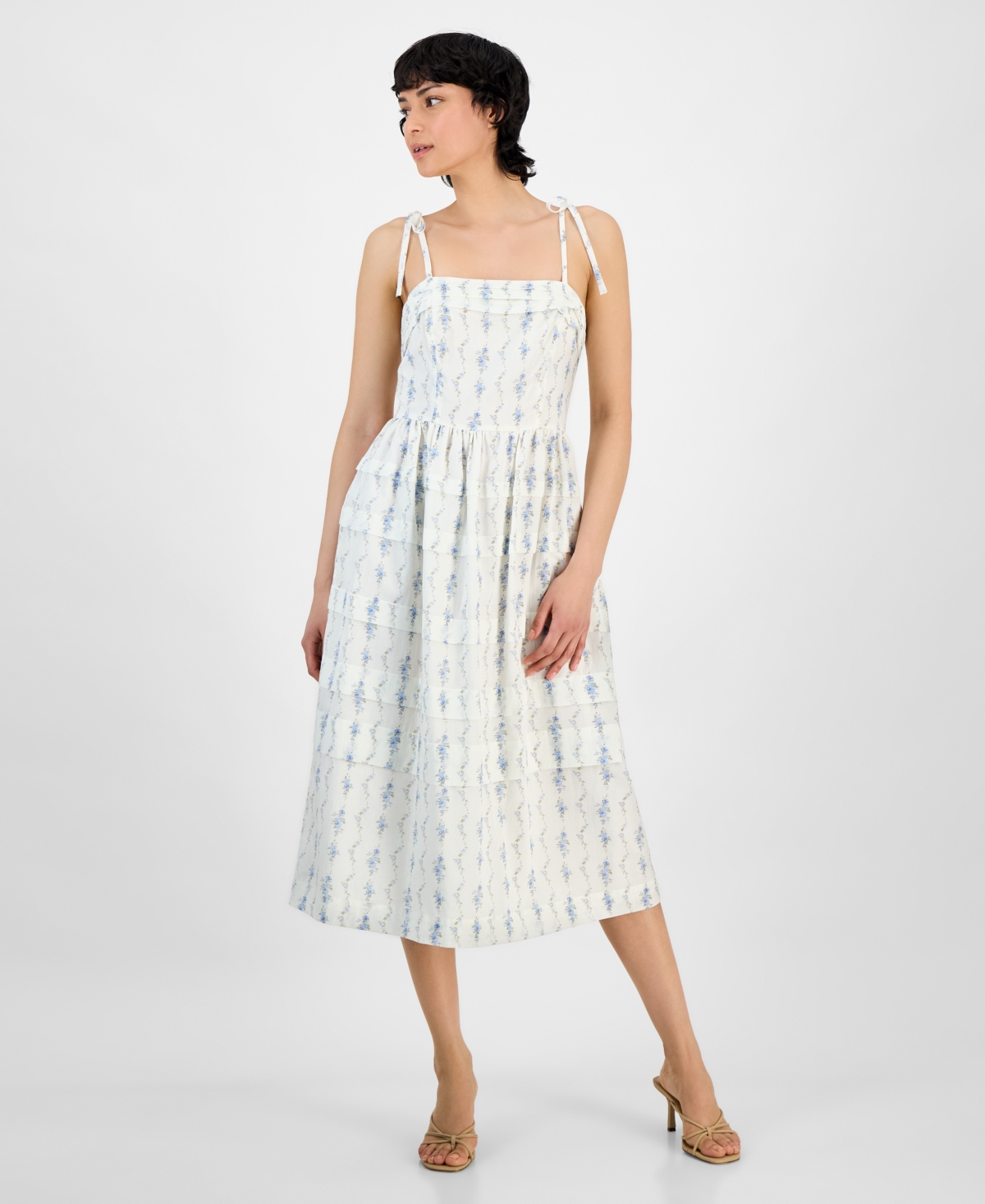 And Now This Women's Printed Tiered Midi Dress, Exclusively At Macy's In White