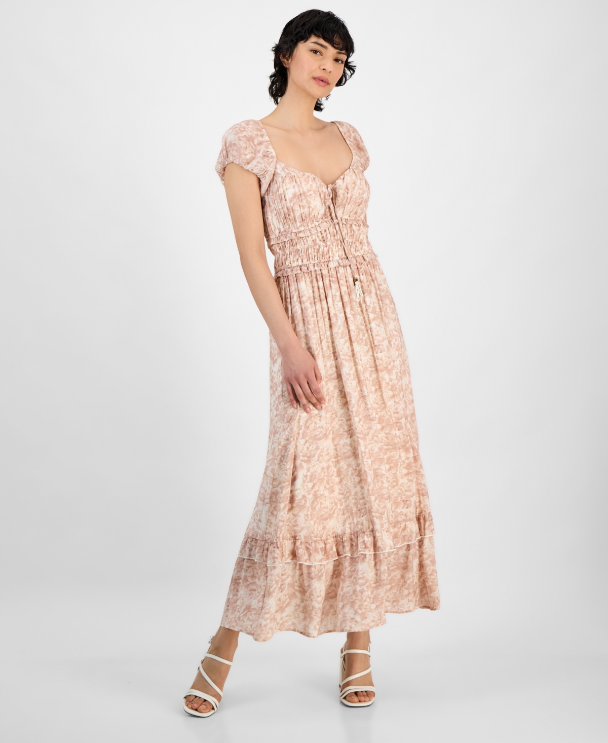 And Now This Petite Sweetheart-neck Puff-sleeve Maxi Dress, Exclusively At Macy's In Pink Floral