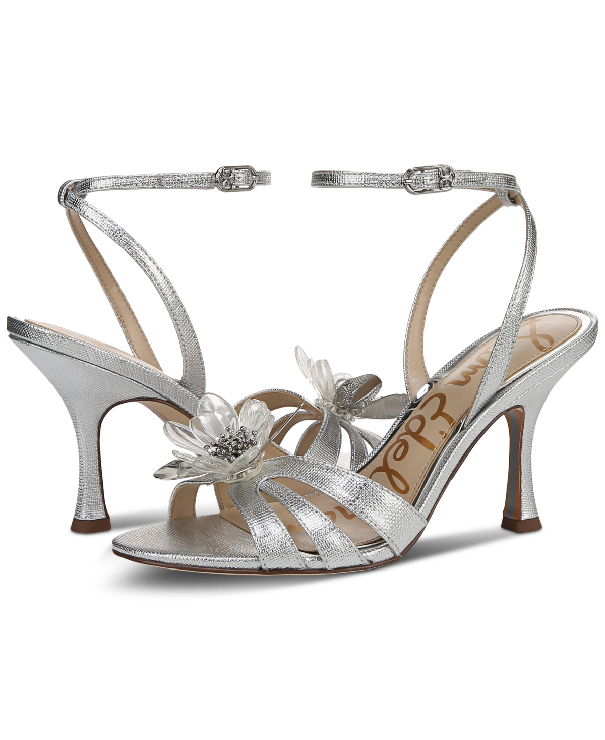 Sam Edelman Joanna Ankle Strap Sandal In Soft Silver Faux Leather