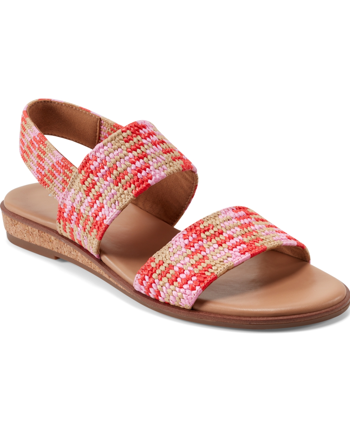 Easy Spirit Women's Lana Double Band Flat Slingback Sandals In Pink,natural Multi