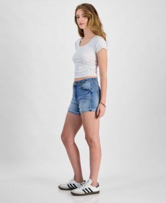 Juniors' 4" High-Rise Curvy Denim Shorts 
