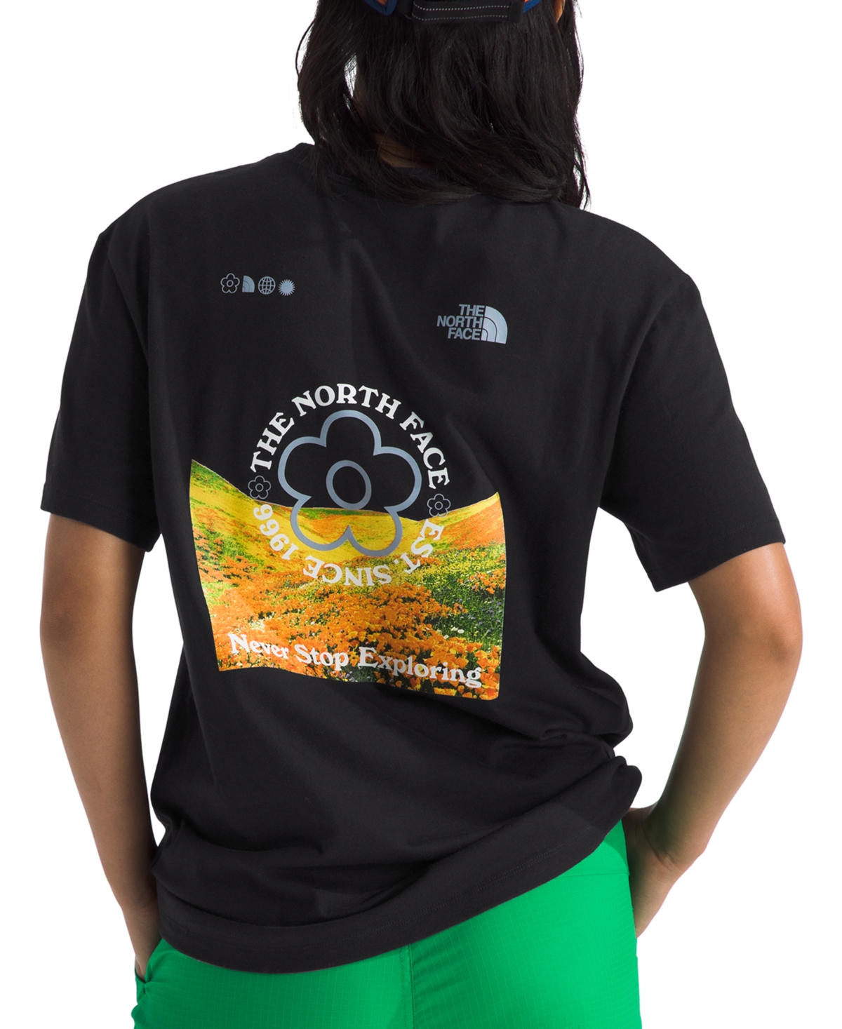 THE NORTH FACE WOMEN'S COTTON STRANGE COLORFUL WORLD FLOWER FIELD TEE 