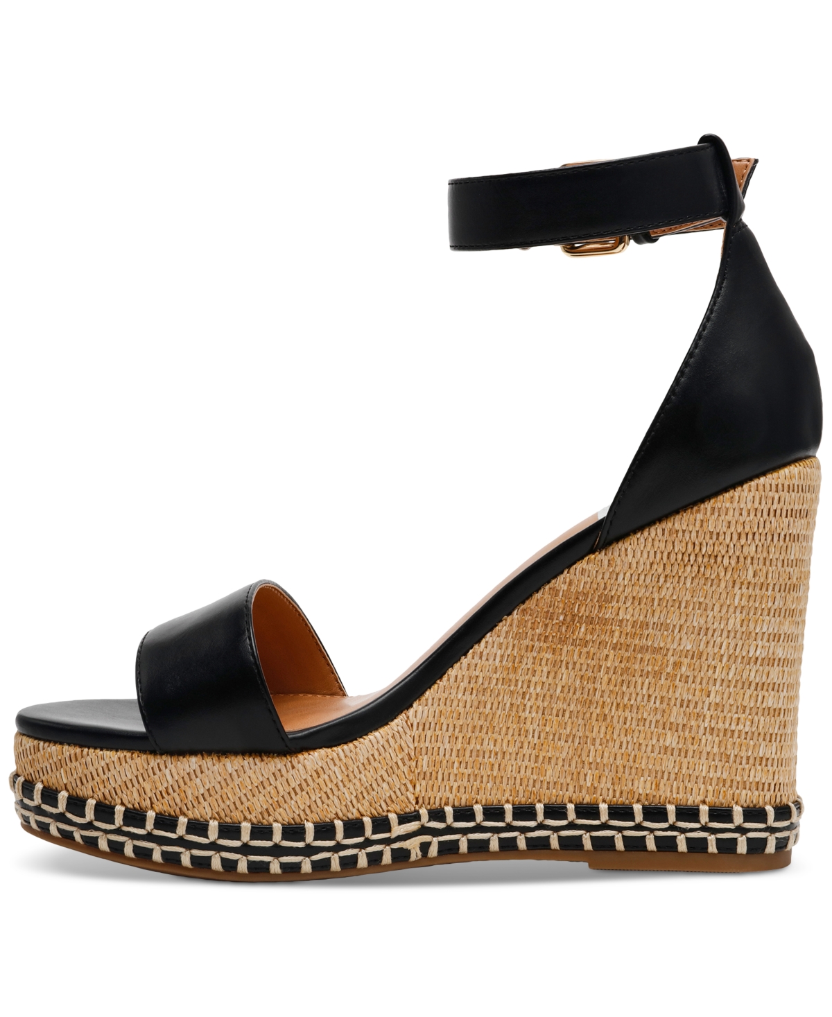 Dv Dolce Vita Women's Tammara Ankle-strap Platform Whipstitch Wedge Sandals In Black