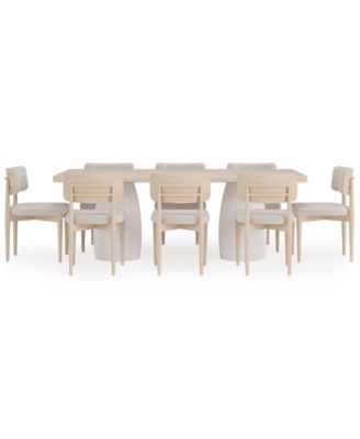 Lunare 9-Pc. Dining Set (Rectangular Table & 8 Curved Chairs)